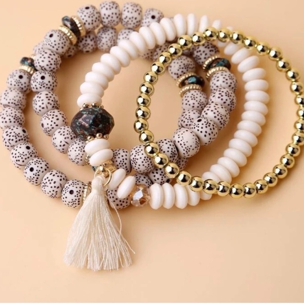 Four piece bead stackable bracelets - Picture 2 of 2